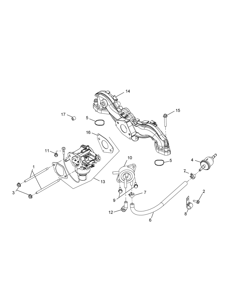 Kohler Kt735-3017 Fuel System Diagram and Parts List for Z-FORCESZ54 (17ASDGHC-17ASDGHC010)(2015) Cub Cadet Lawn Tractor